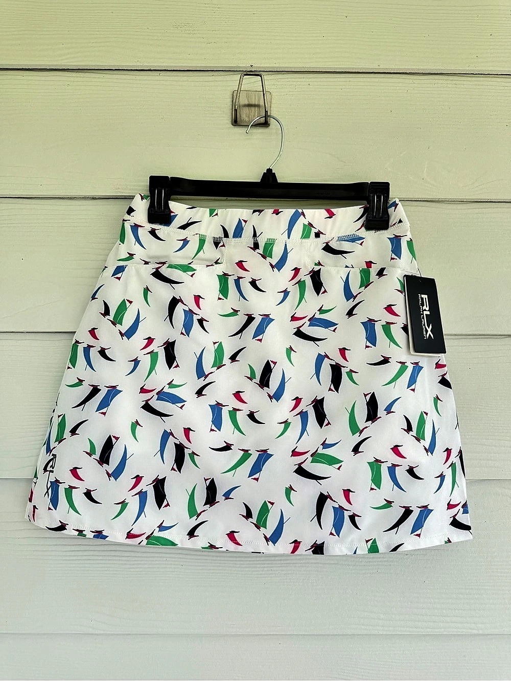 RLX Ralph Lauren Golf Skort XS White Sailboat Print Pleated NWT $148